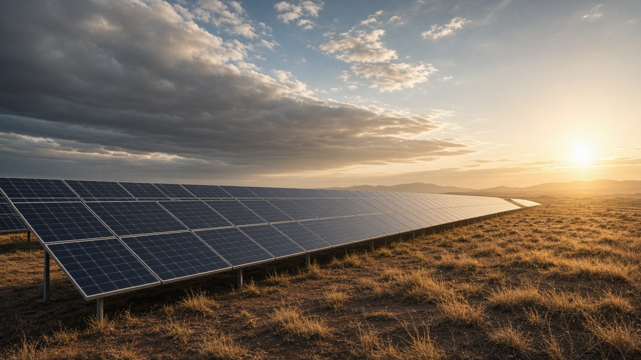Solar panels as cloud approaches